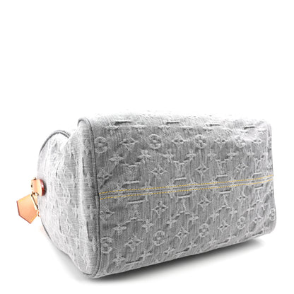Louis Vuitton Monogram Denim Speedy Soft 30 Washed Gray 4 of 9