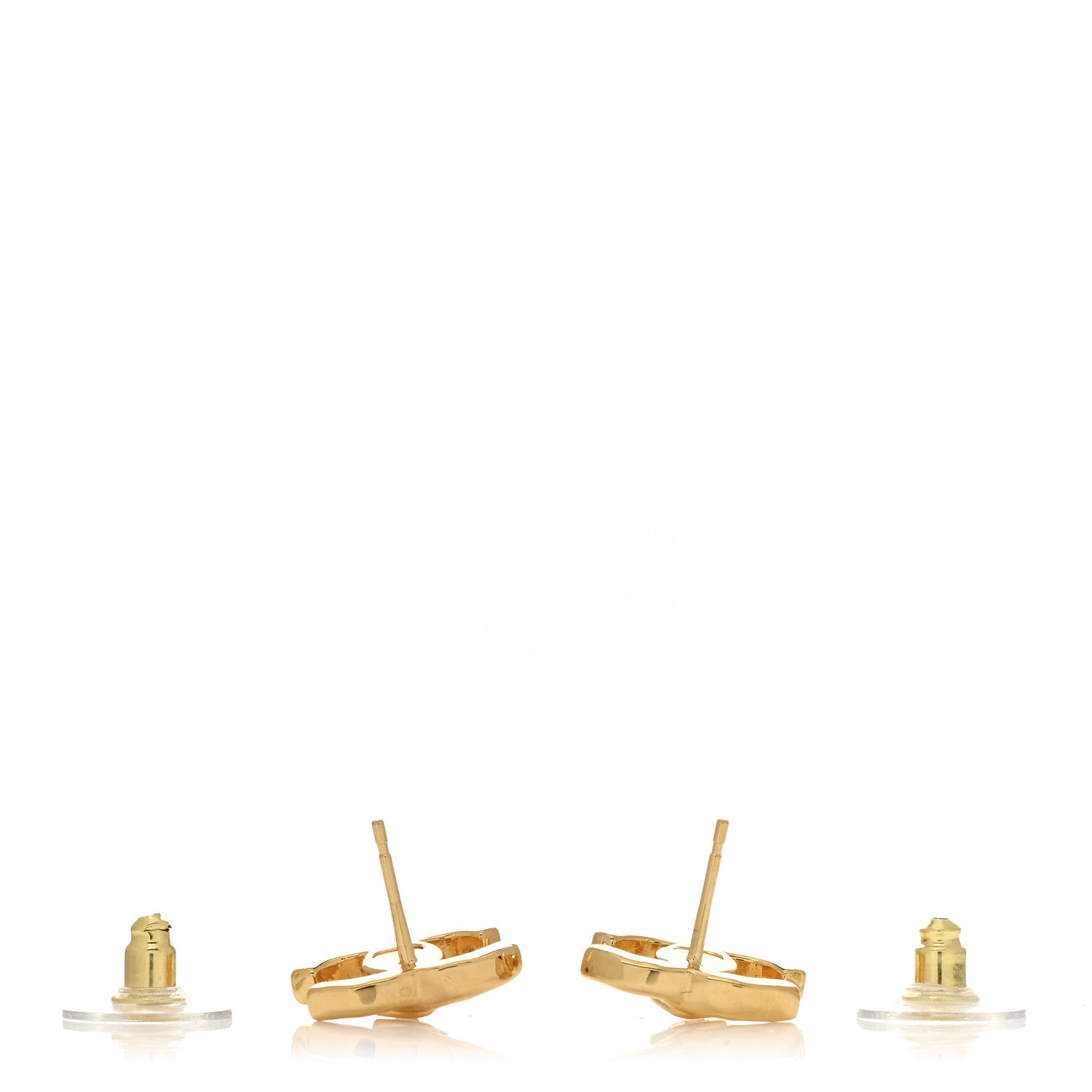 Chanel Metal Crystal CC Marquise Earrings Gold 3 of 4