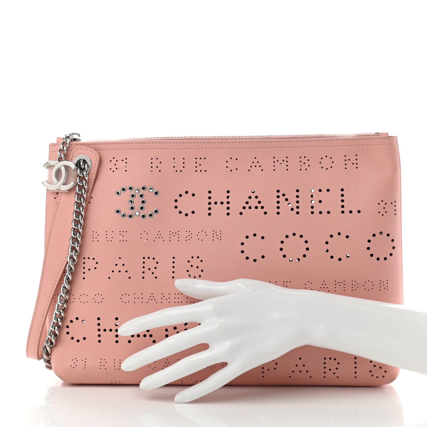 Calfskin Eyelets Clutch Pink