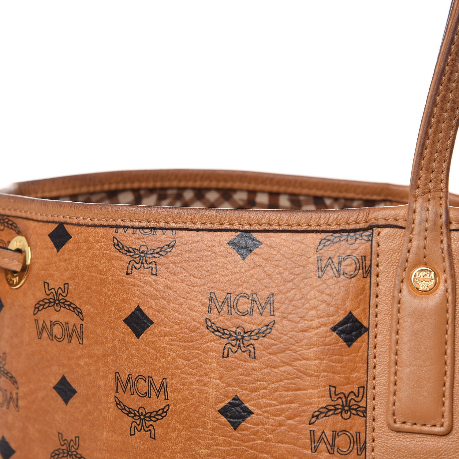 MCM Visetos Large Liz Reversible Shopper Tote Cognac 19 of 23