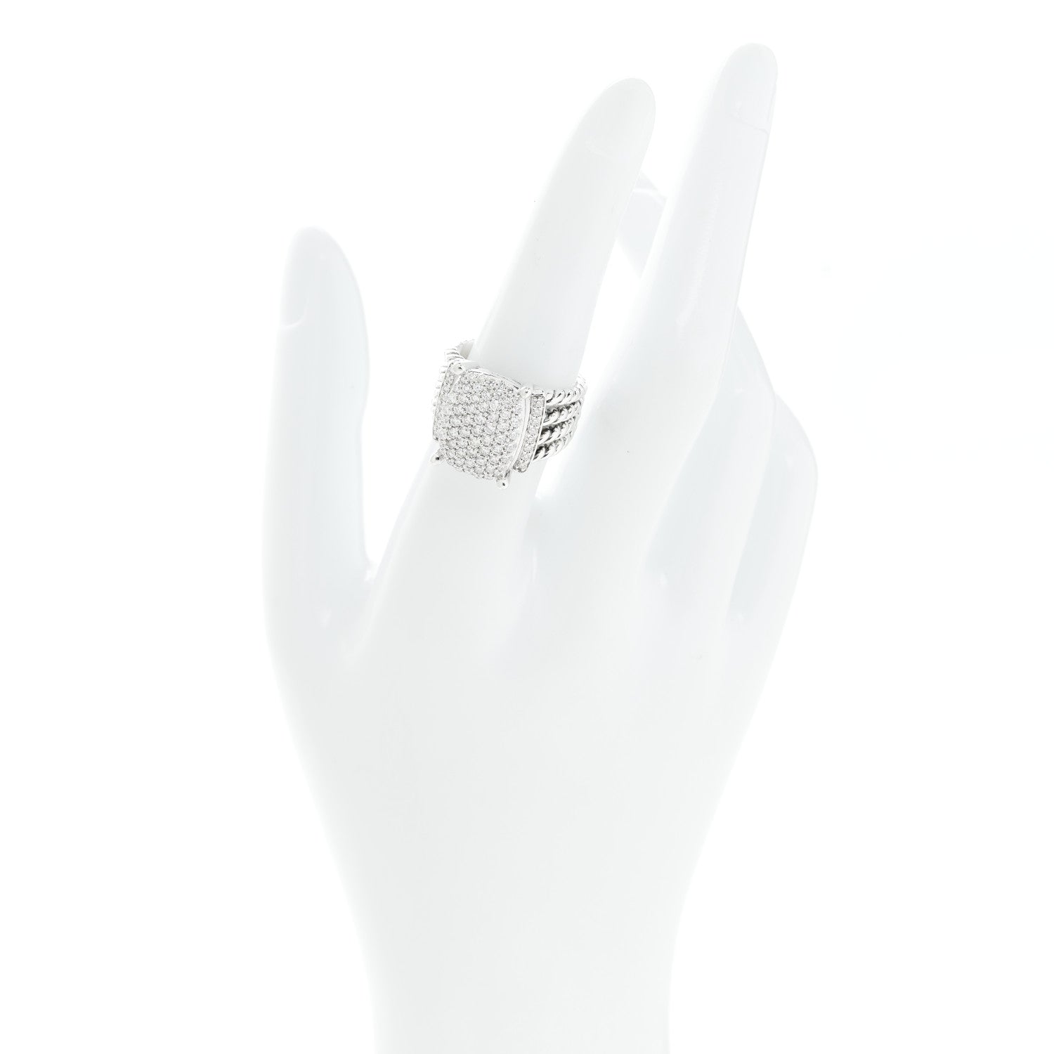 David Yurman Sterling Silver Diamond 16mm Wheaton Ring 54 7 2 of 5