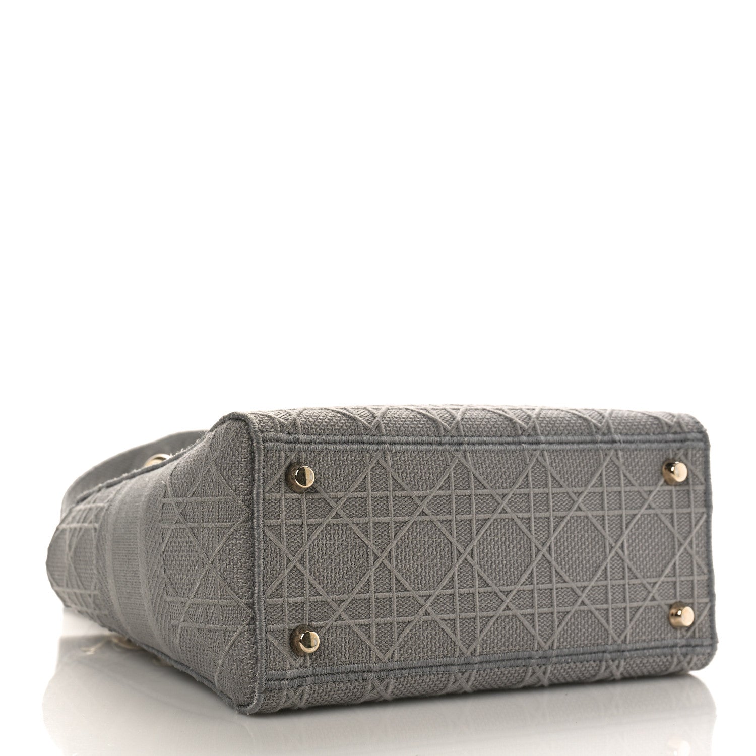 Christian Dior Canvas Embroidered Cannage Medium Lady D-Lite Gray 4 of 10