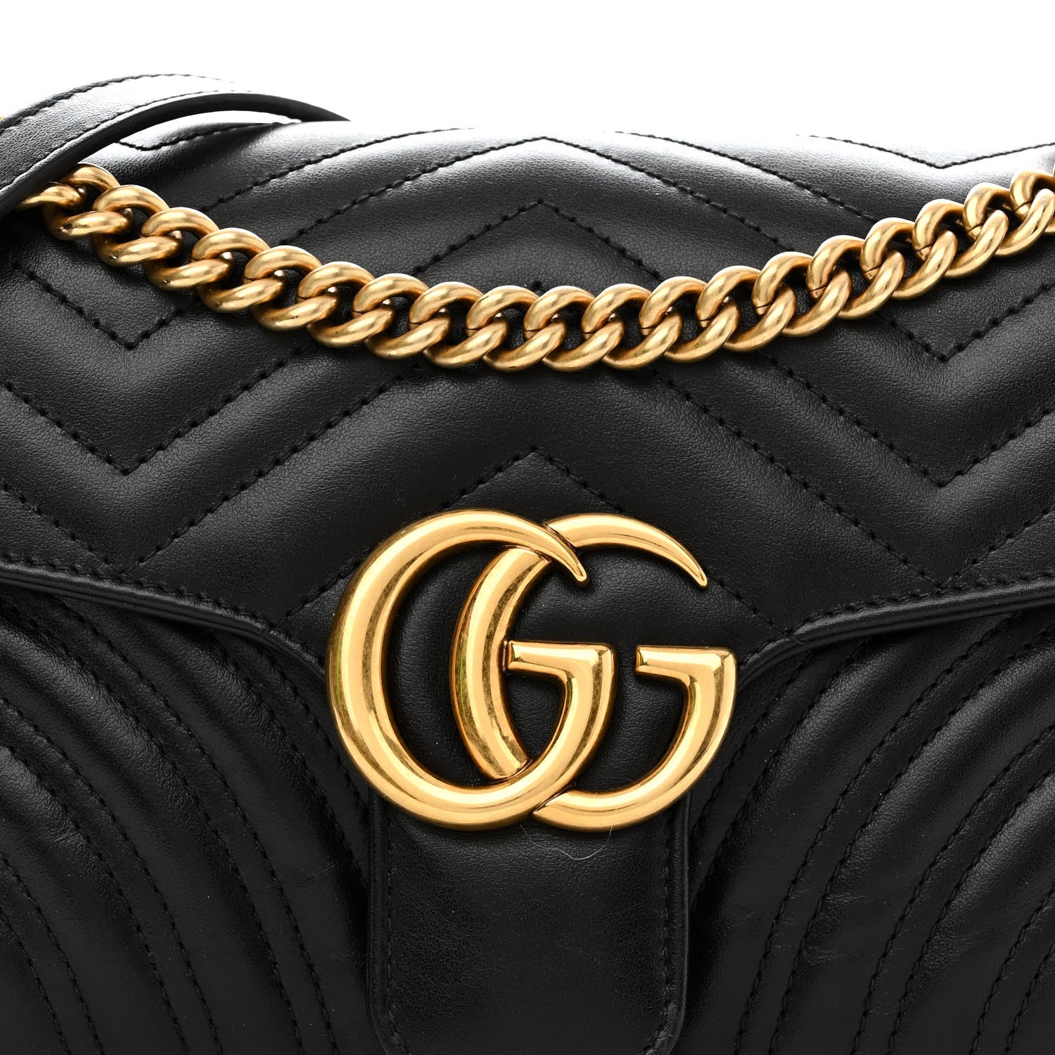 Gucci Calfskin Matelasse Small GG Marmont Shoulder Bag Black 8 of 10