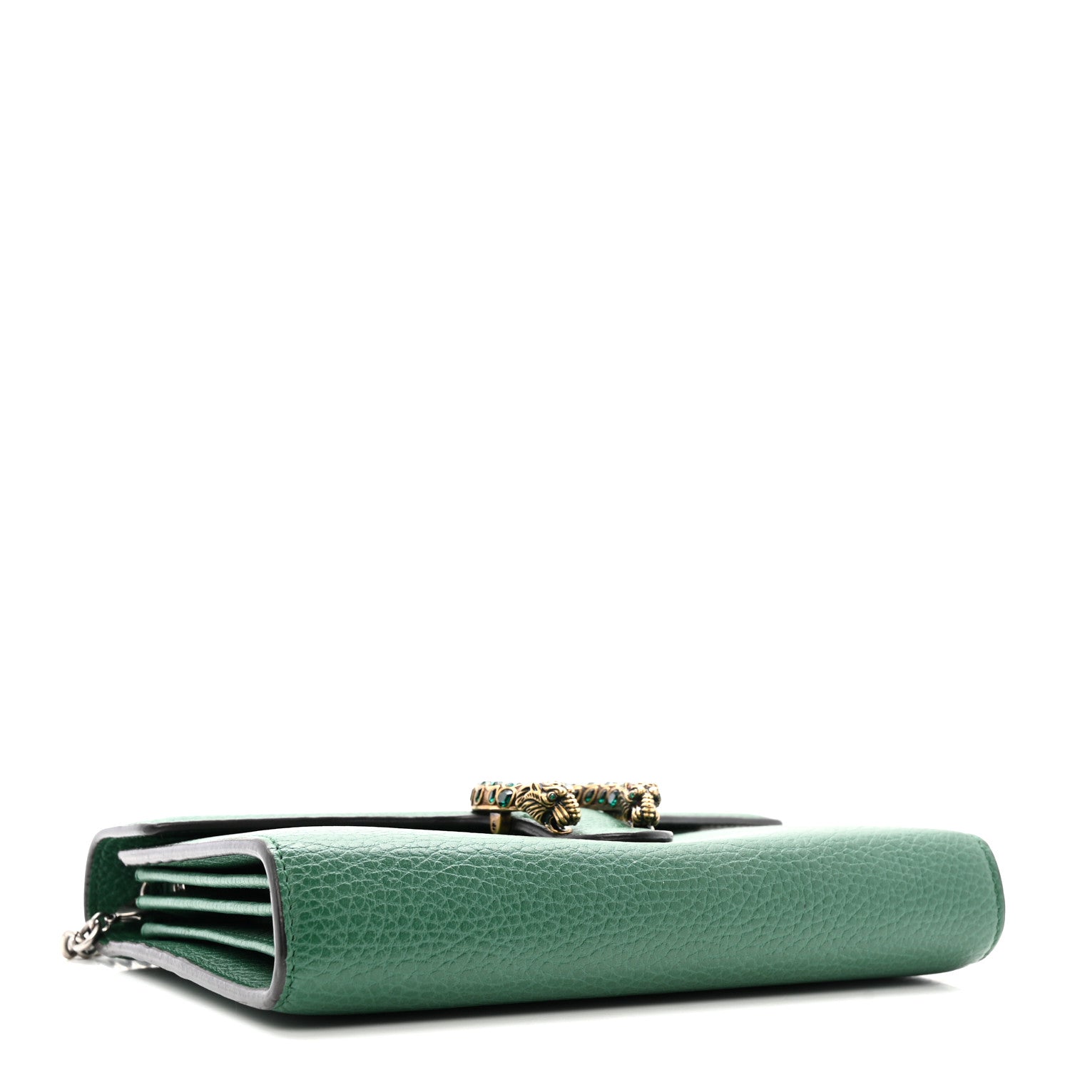Gucci Calfskin Mini Dionysus Chain Wallet Emerald 4 of 13