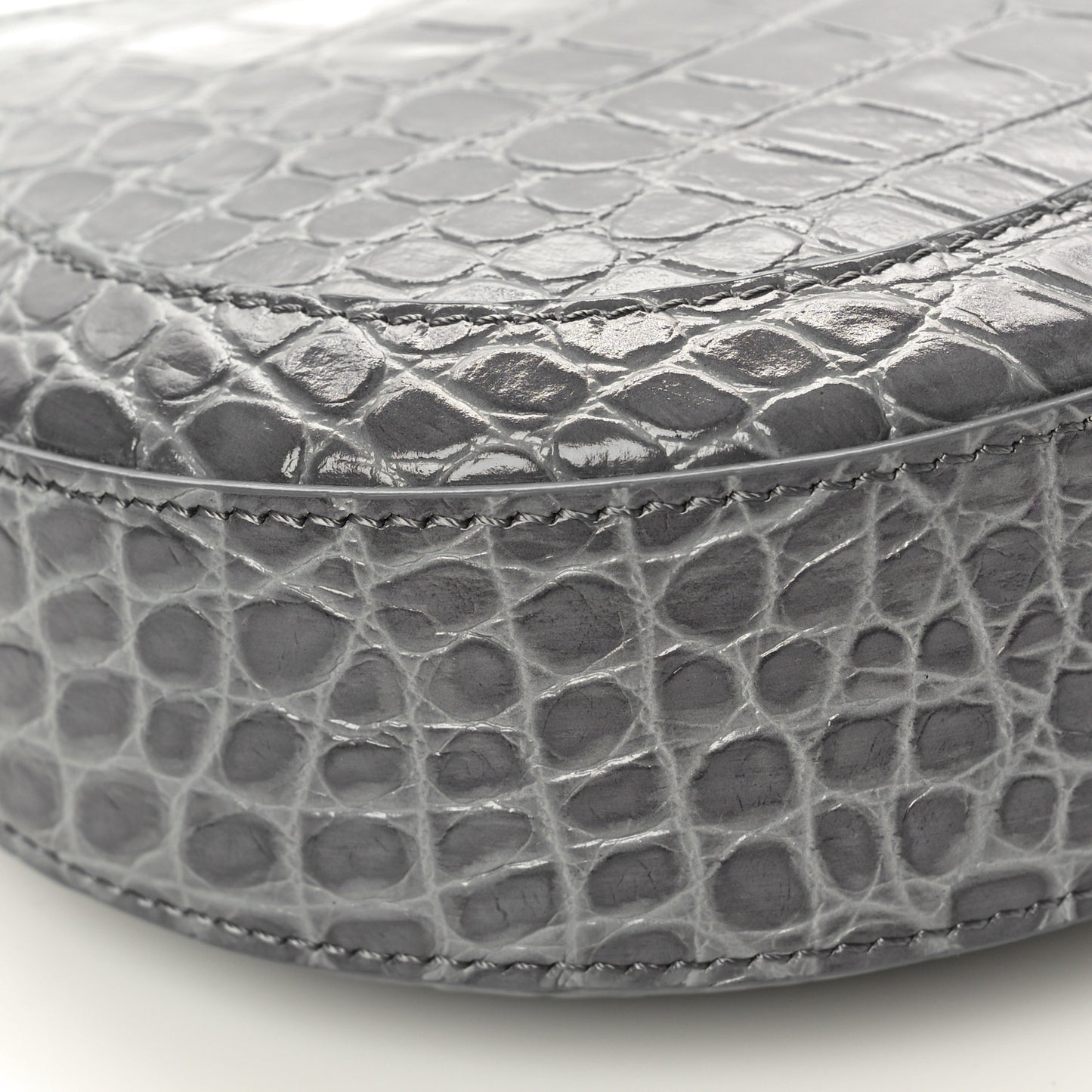 Calfskin Crocodile Embossed Large Greca Goddess Bag Charcoal