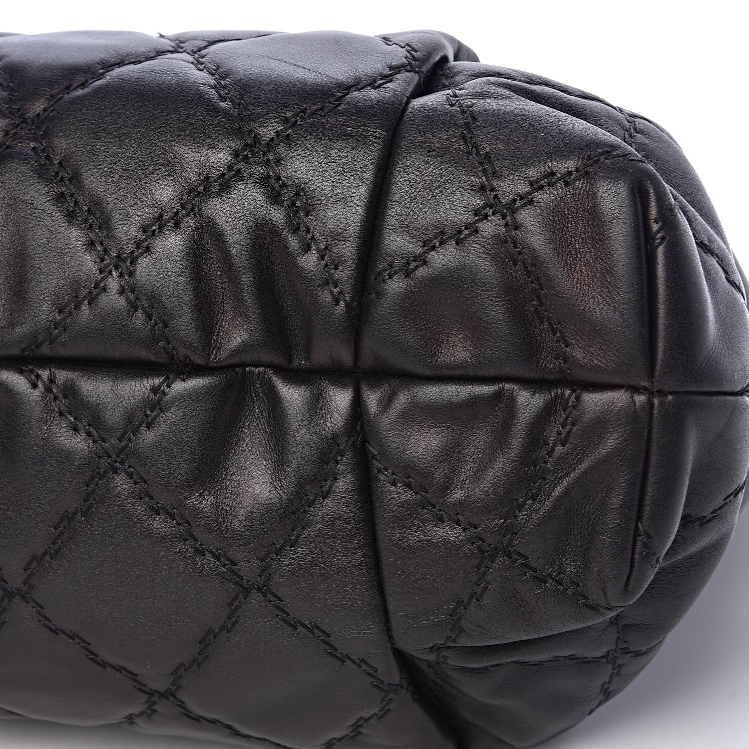 Chanel Calfskin Double Stitch Large Hamptons Shopping Tote Black 9 of 14