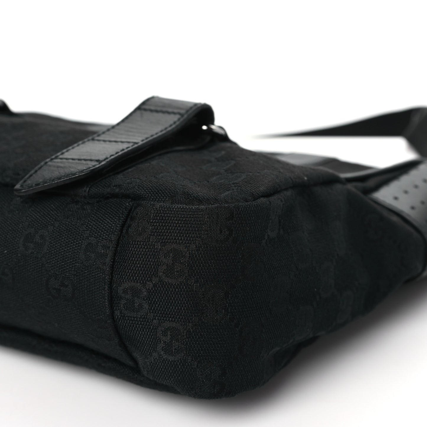 Monogram Medium Double Buckle Flap Messenger Bag Black