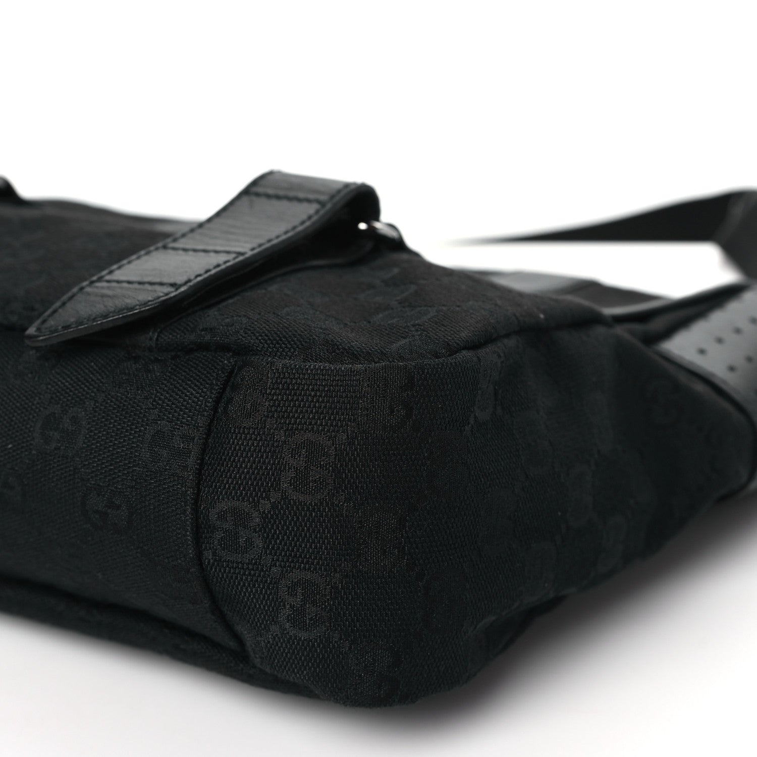 Gucci Monogram Medium Double Buckle Flap Messenger Bag Black 10 of 10