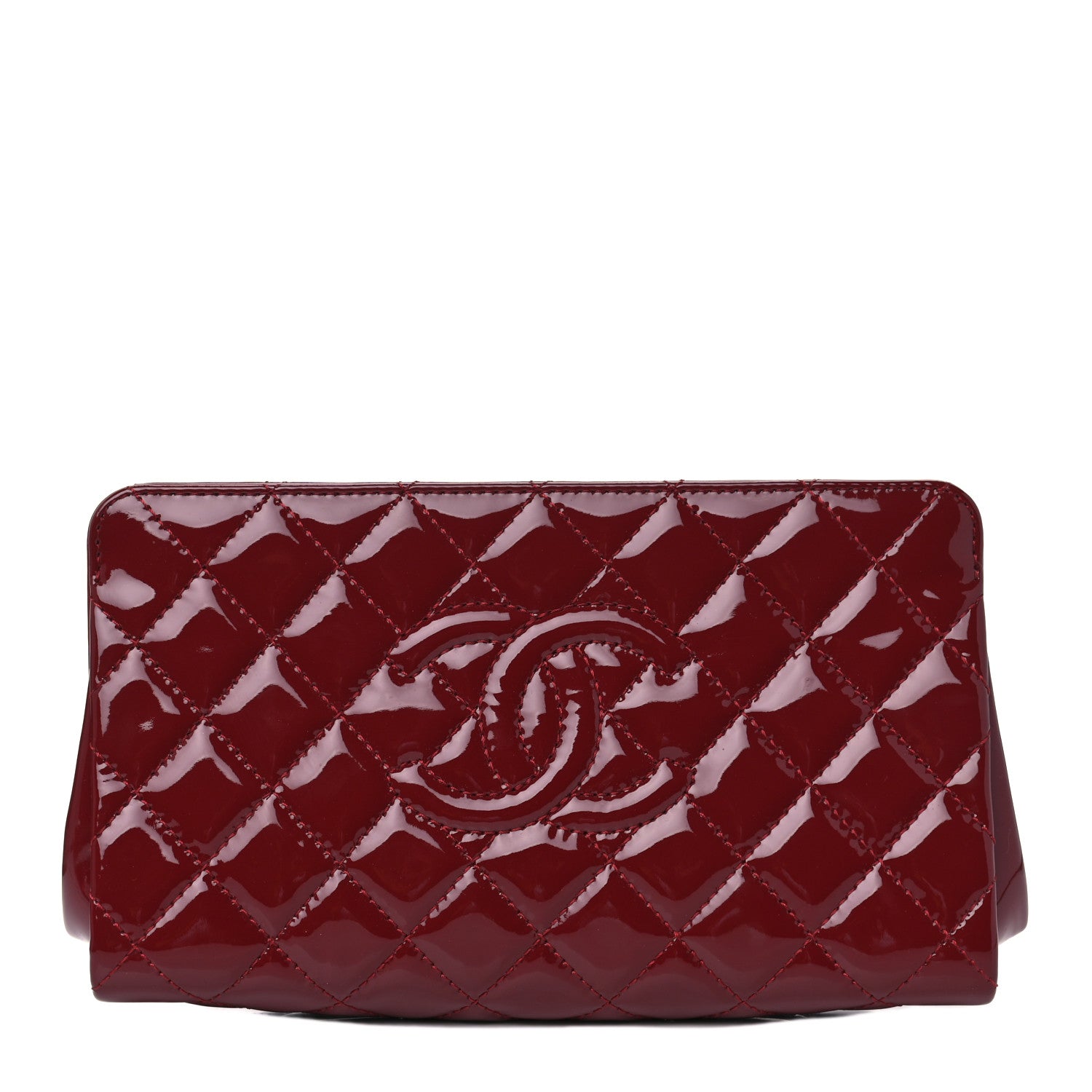Chanel Patent CC Quilted Timeless Clutch Red 1 of 7