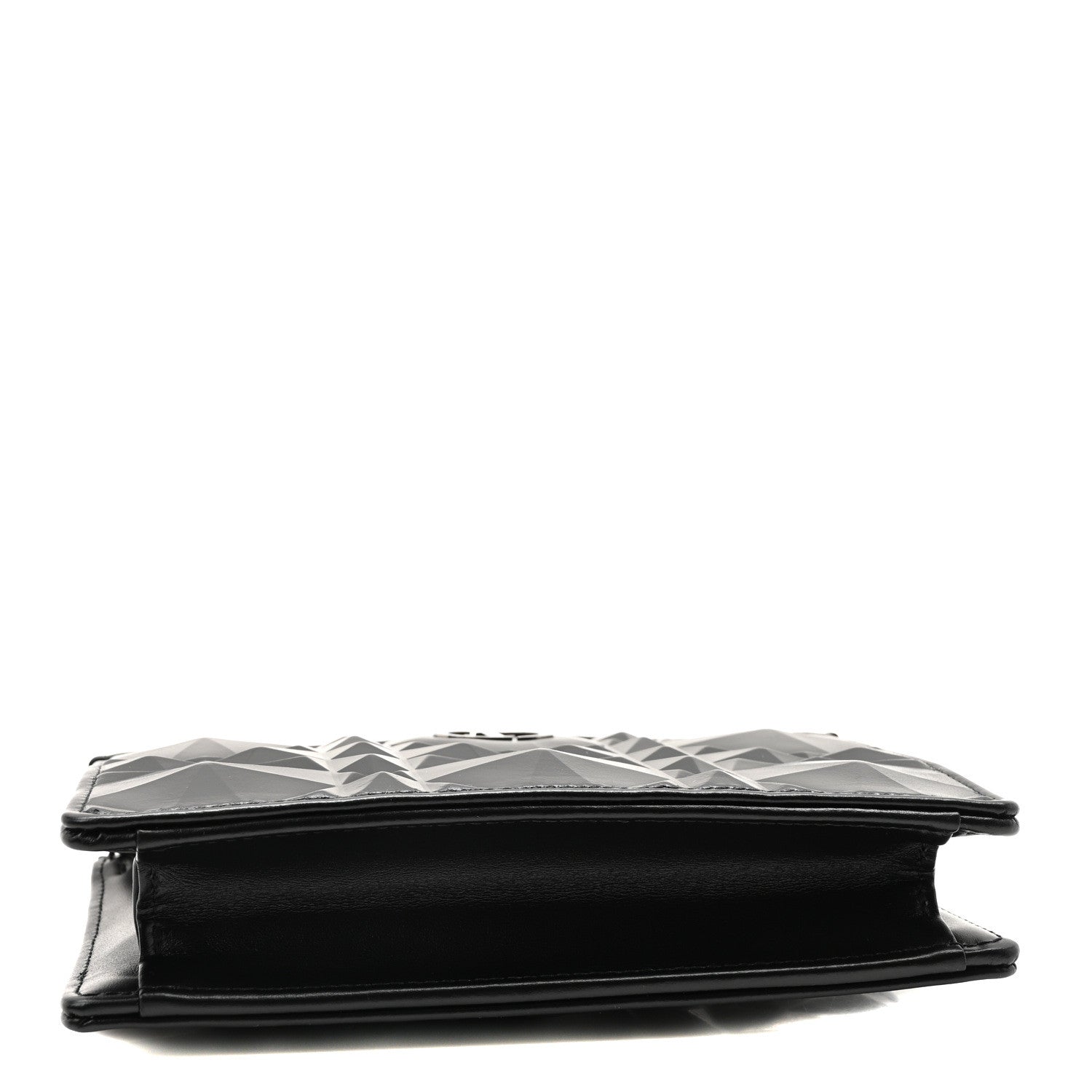 Christian Dior Calfskin Macrocannage Diamond Caro Zipped Pouch With Chain Black 4 of 10