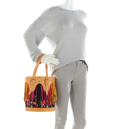 Louis Vuitton Monogram Multicolor Fringe Bucket Black 2 of 9