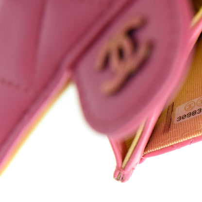 Chanel Lambskin Quilted Flap Card Holder Wallet Pink Yellow 8 of 9