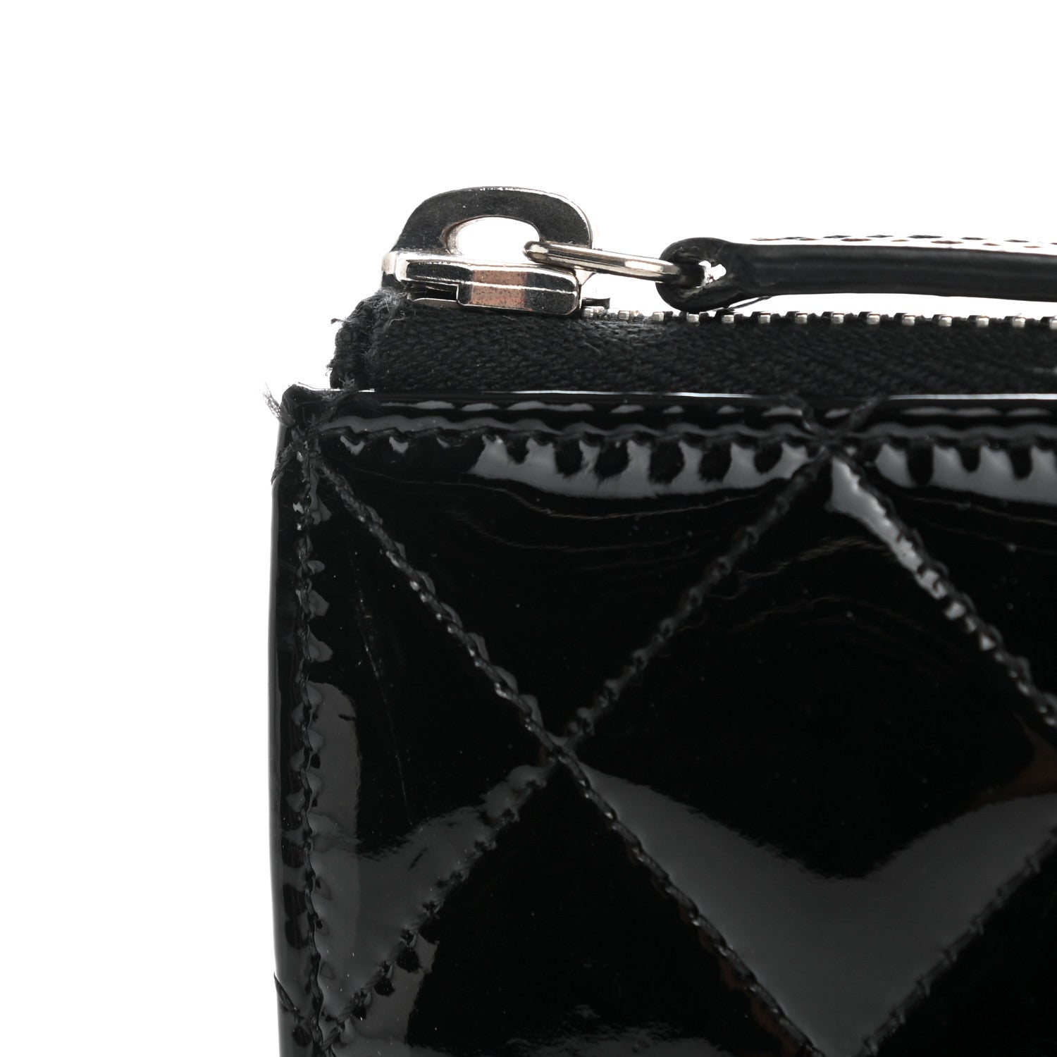 Chanel Patent Quilted Zip Around Wallet Black 9 of 9