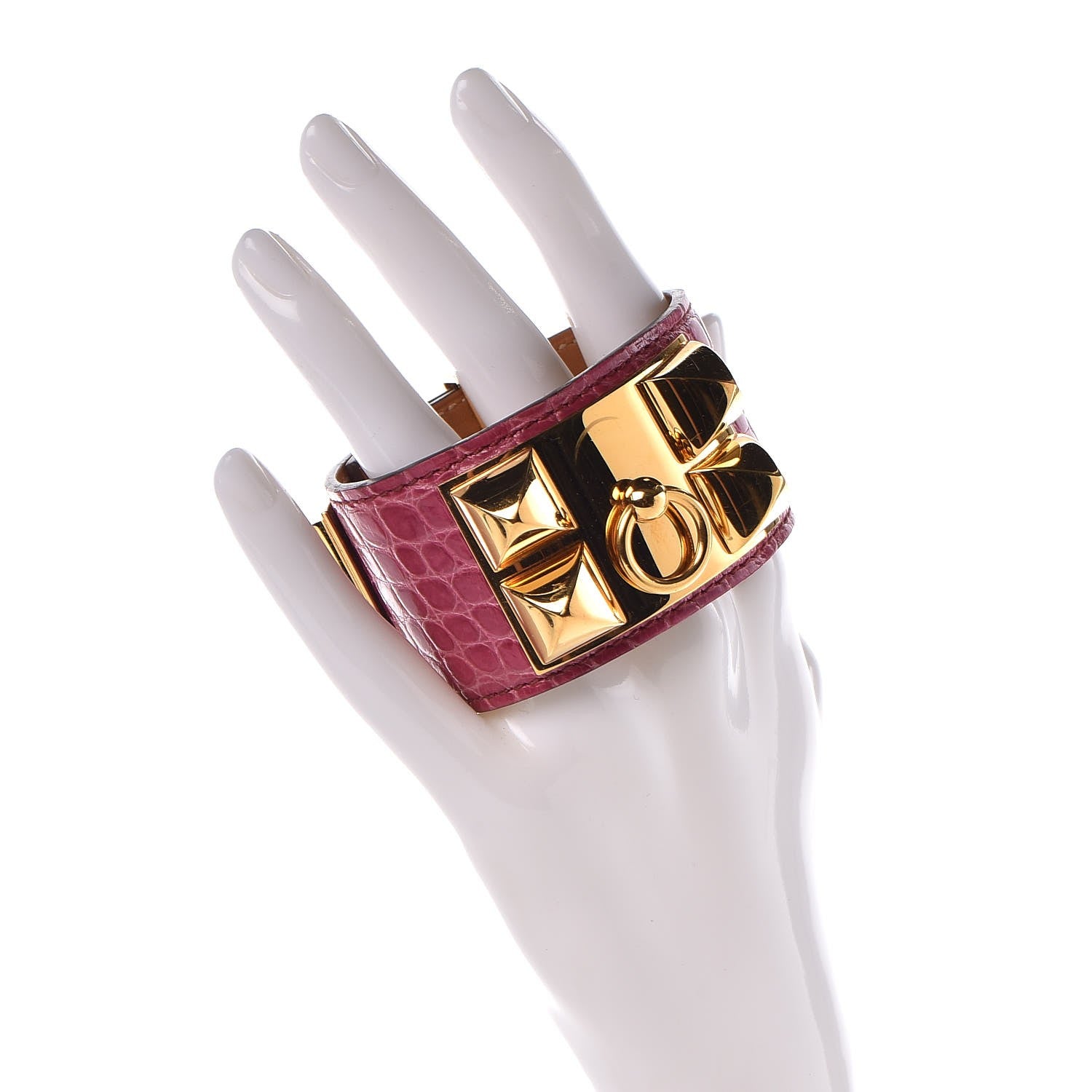 Hermes Matte Alligator Collier De Chien CDC Bracelet S Fuchsia 2 of 8