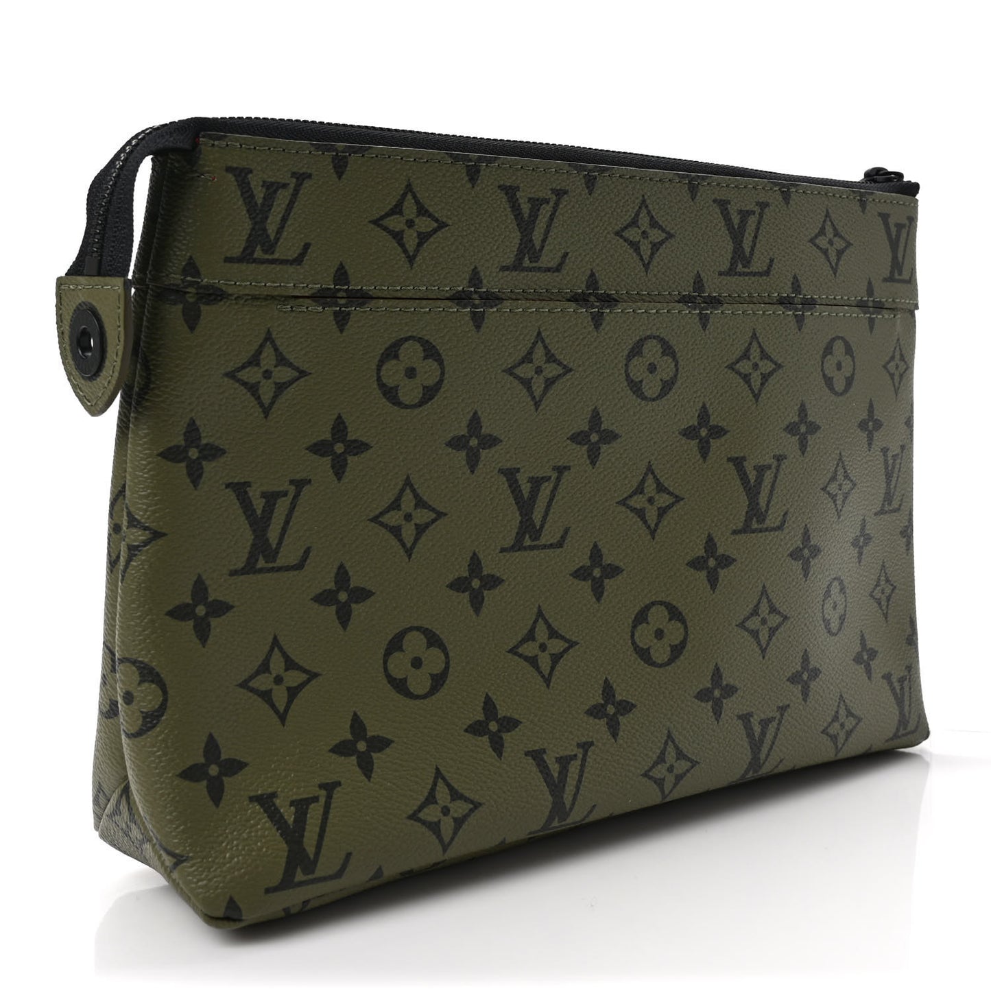 Monogram Pochette Voyage Souple Khaki Green Vermillion Red