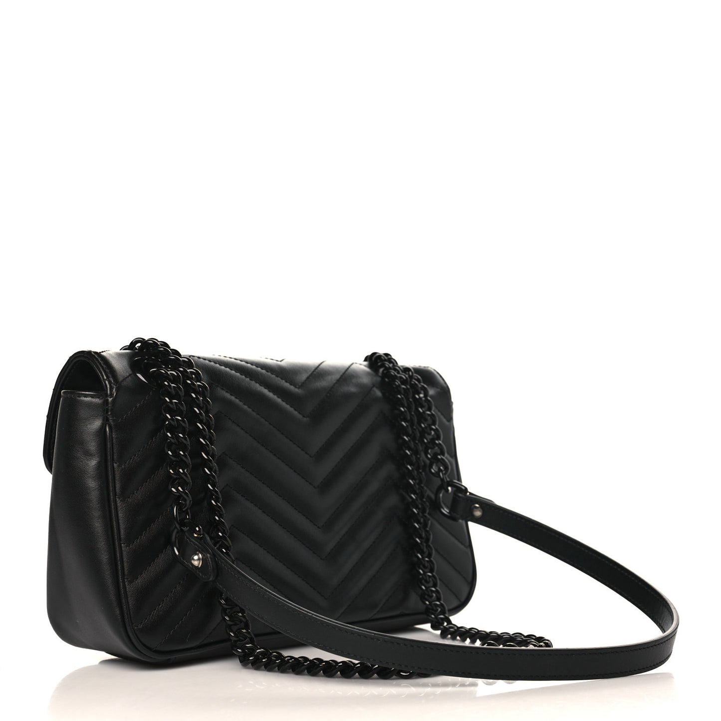 Calfskin Matelasse Monochrome Small GG Marmont Shoulder Bag Black