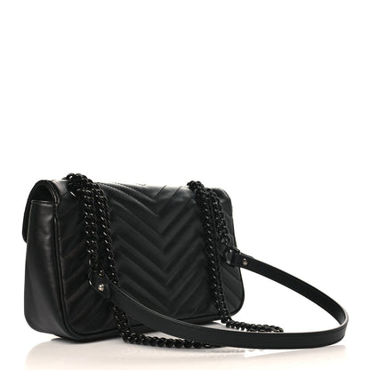 Gucci Calfskin Matelasse Monochrome Small GG Marmont Shoulder Bag Black 3 of 10