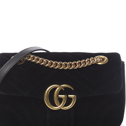 Gucci Velvet Matelasse Mini GG Marmont Shoulder Bag Black 8 of 10