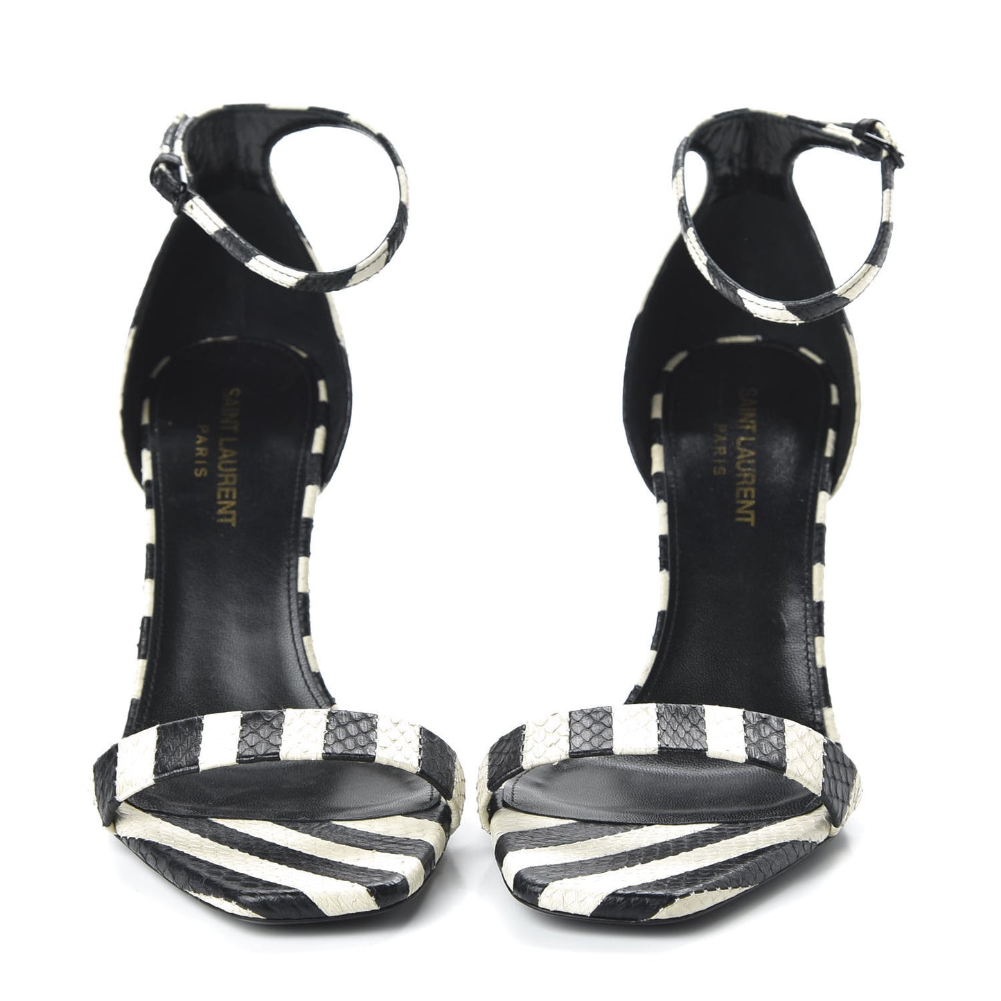 Snakeskin Striped Amber 85 Heel 38.5 Black Off White