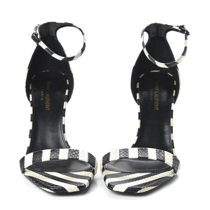 Saint Laurent Snakeskin Striped Amber 85 Heel 38.5 Black Off White 2 of 10