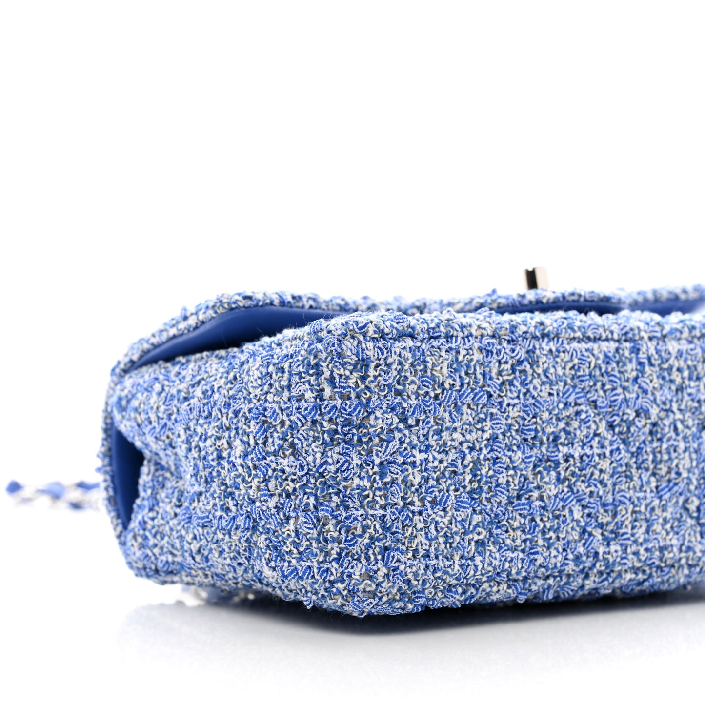 Tweed Quilted Mini Rectangular Flap Blue White
