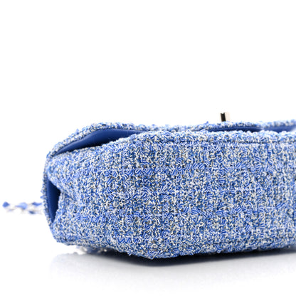 Chanel Tweed Quilted Mini Rectangular Flap Blue White 9 of 12