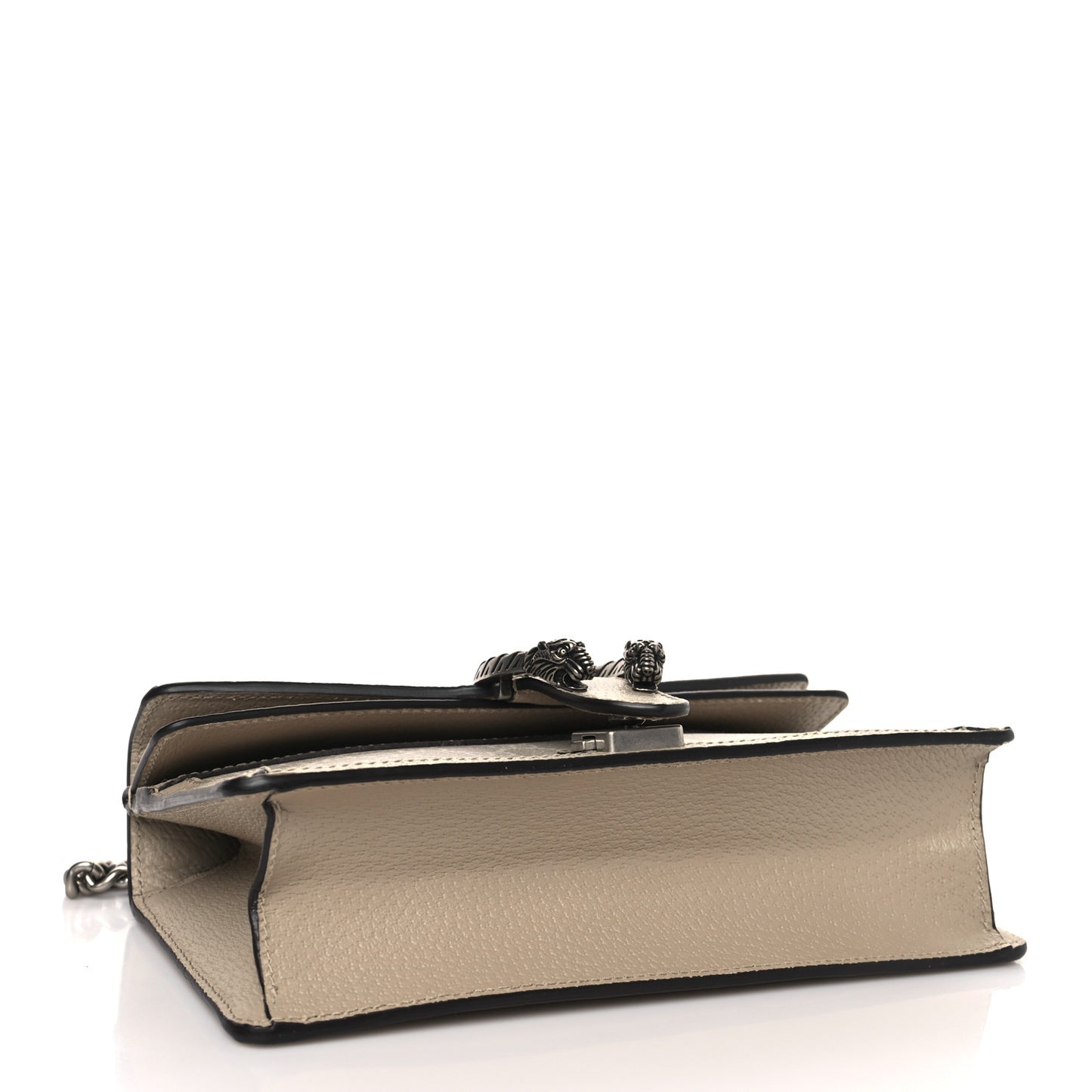 GG Supreme Monogram Textured Dollar Calfskin Small Rectangular Dionysus Shoulder Bag Beige Mystic White Oatmeal