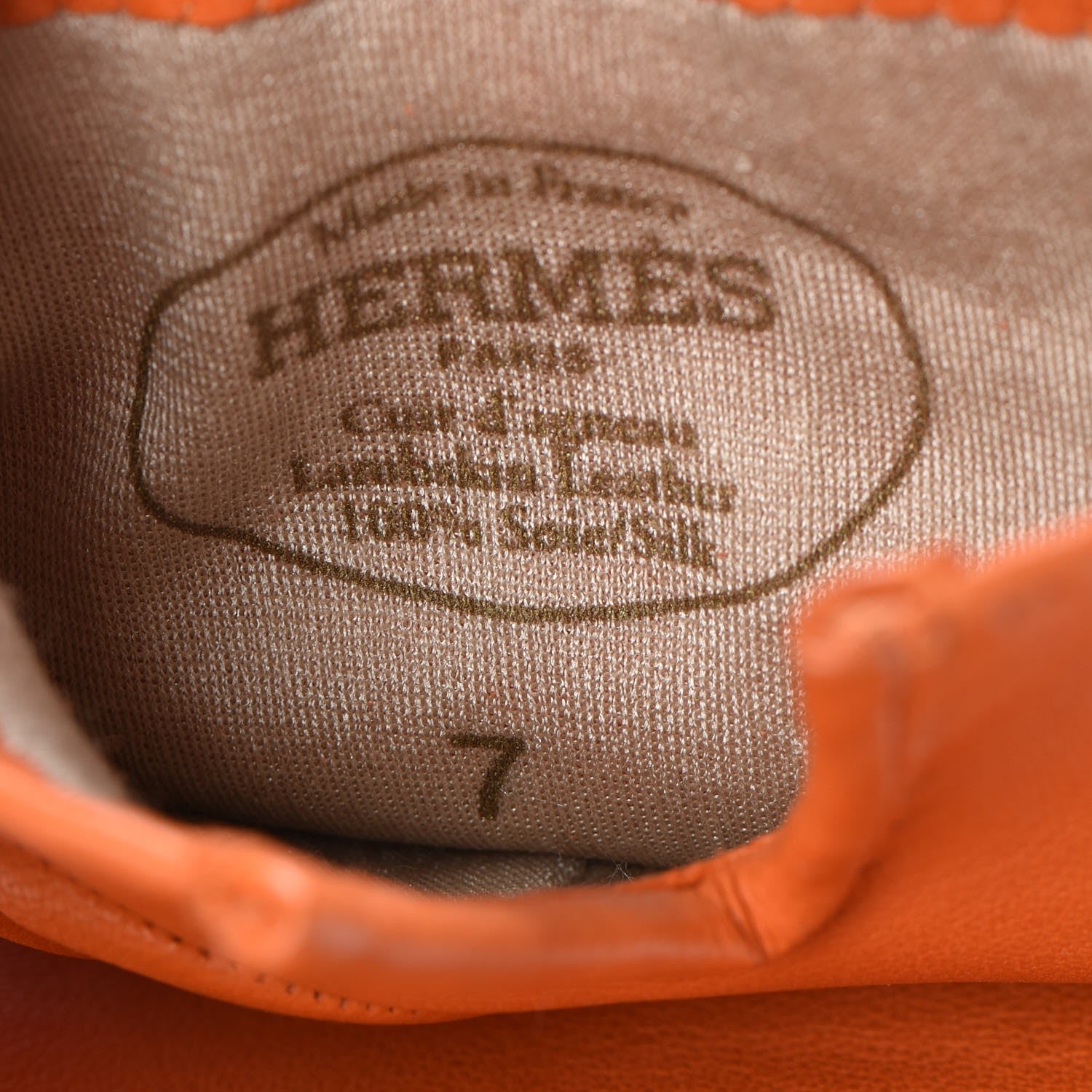 Hermes Lambskin Soya Kelly Lock Gloves 7 Orange 5 of 5