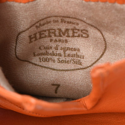 Hermes Lambskin Soya Kelly Lock Gloves 7 Orange 5 of 5