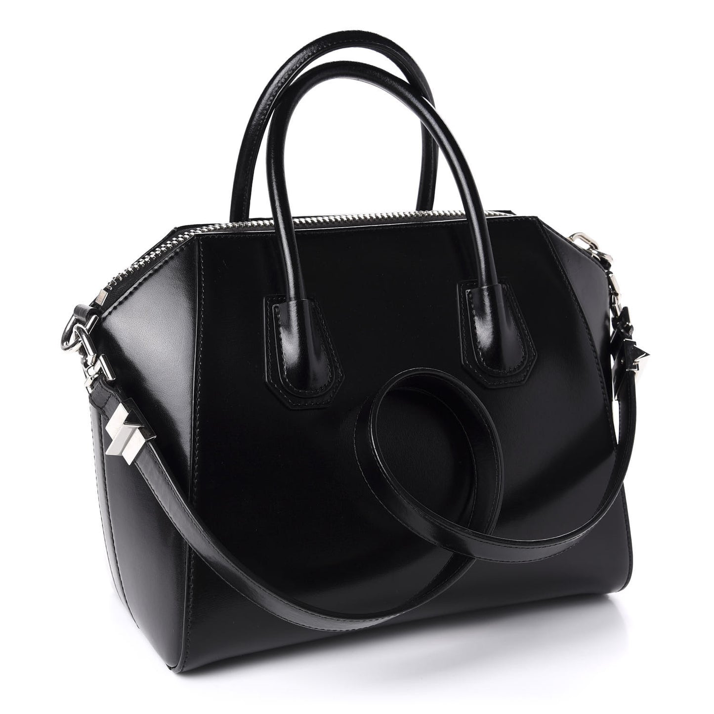 Shiny Lord Calfskin Small Antigona Black