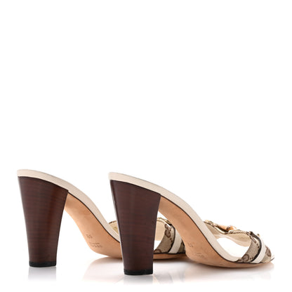 Gucci Monogram Bamboo Horsebit Sandals 9 Off White 5 of 11