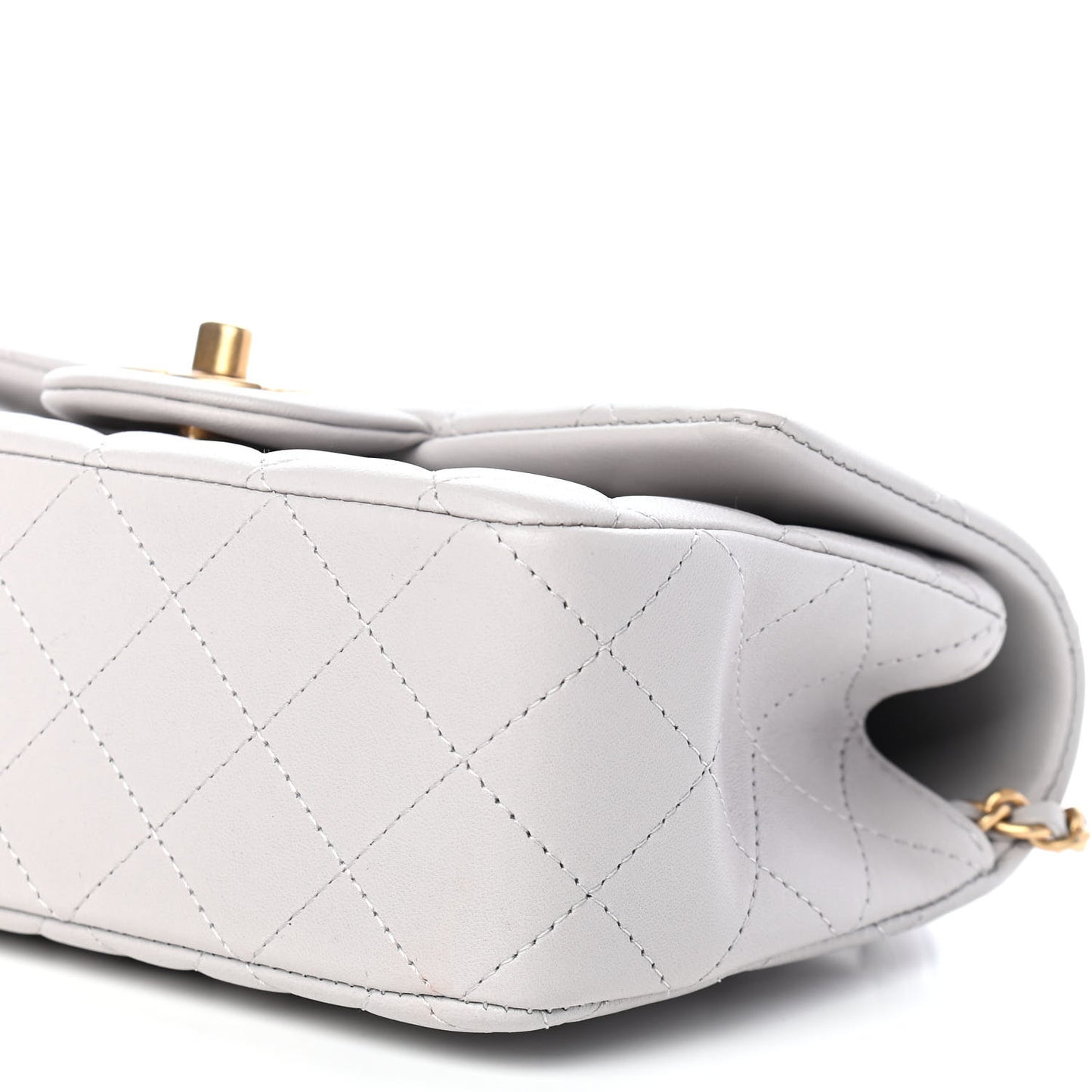 Lambskin Quilted Mini Top Handle Rectangular Flap Grey