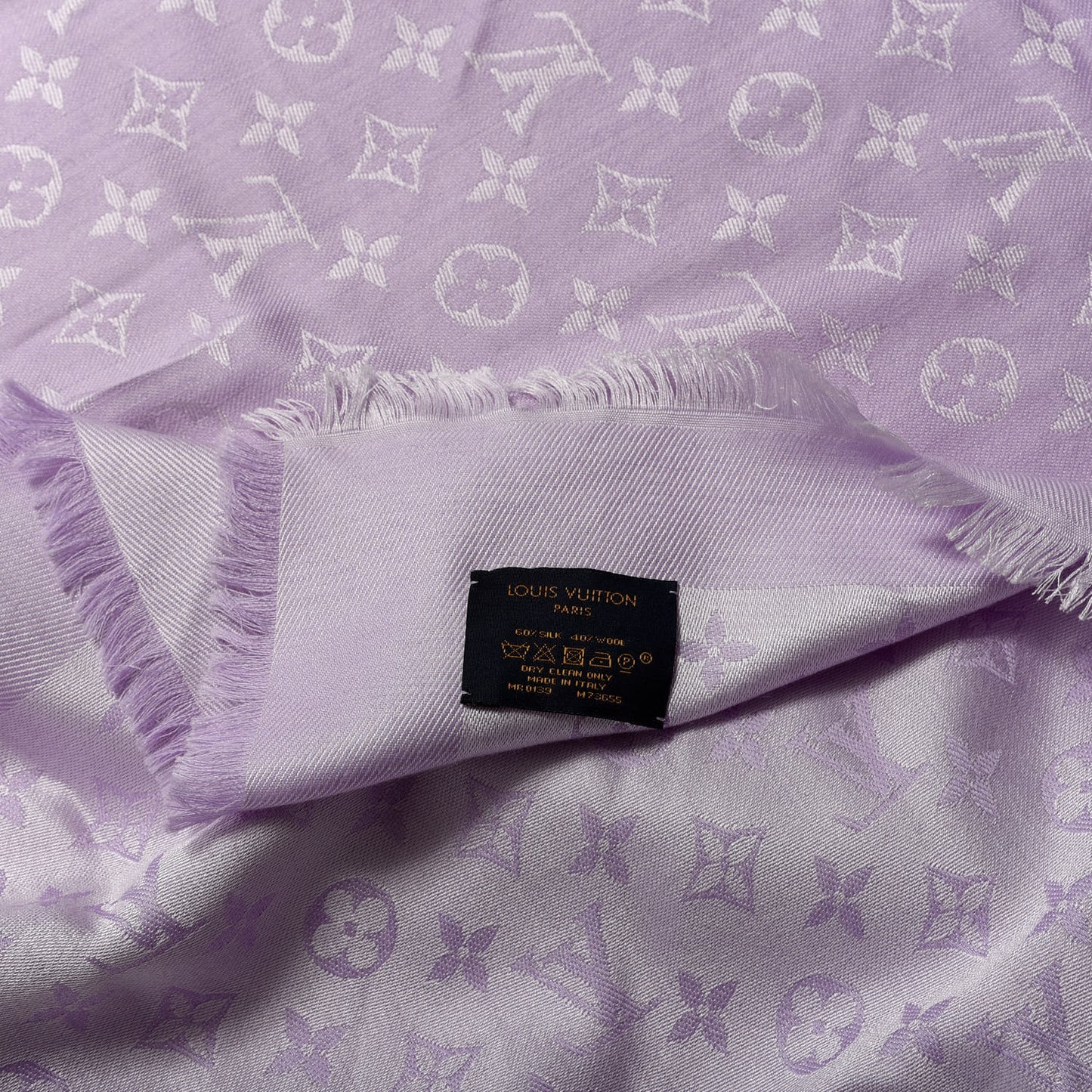 Silk Wool Monogram Shawl Mauve