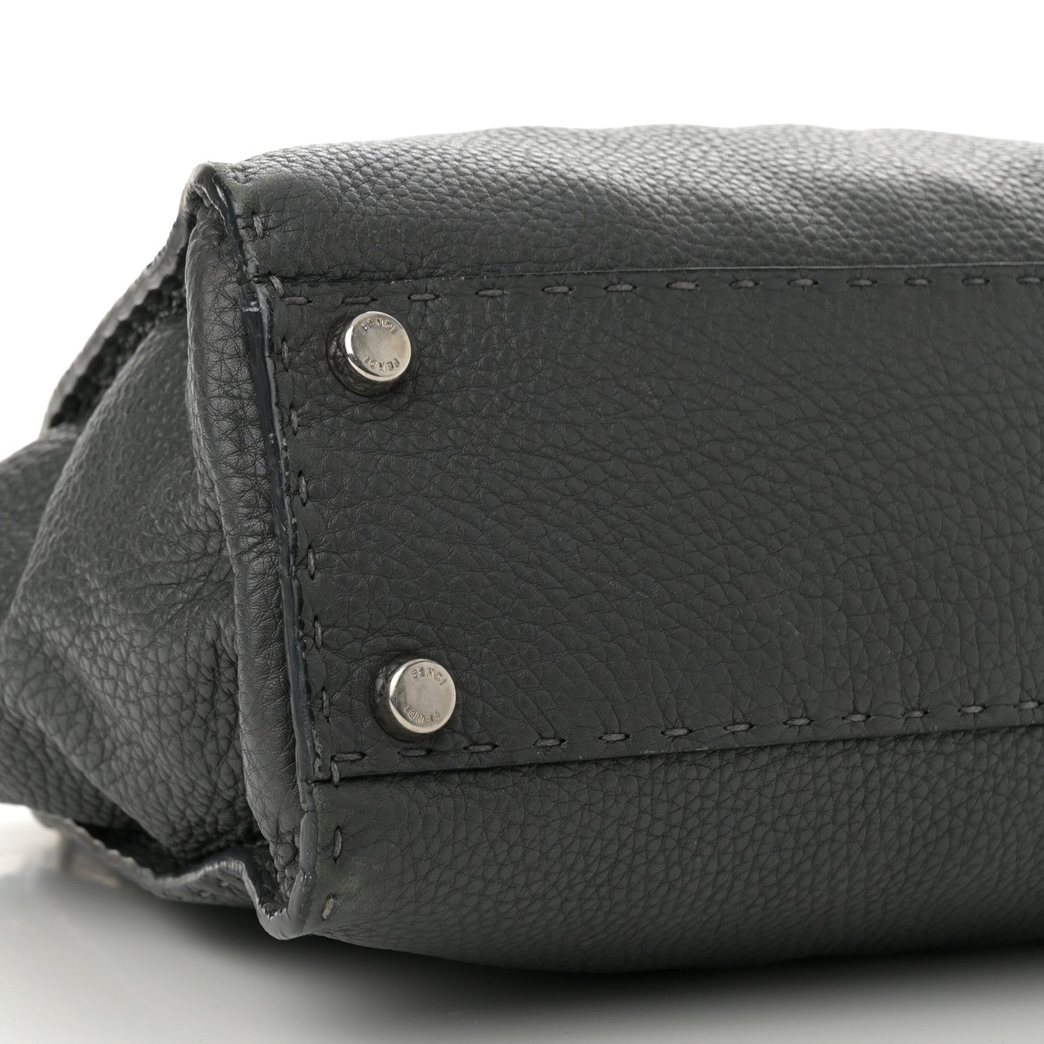 Fendi Cuoio Romano Selleria Bi-Color Medium Peekaboo Iconic Satchel Asfalto Latte 9 of 24