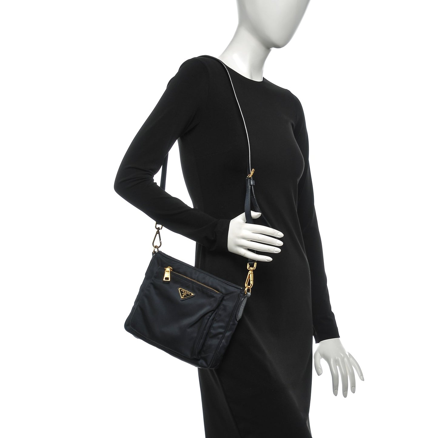 Tessuto Nylon Saffiano Crossbody Bag Blue