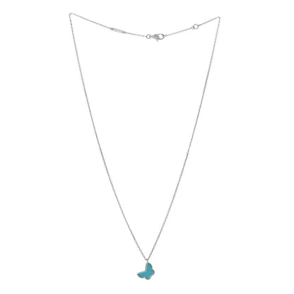 Van Cleef & Arpels 18K White Gold Turquoise Sweet Alhambra Butterfly Pendant Necklace 3 of 6