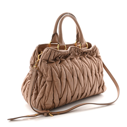 Miu Miu Nappa Matelasse Bauletto Top Handle Bowler Cammeo 3 of 9