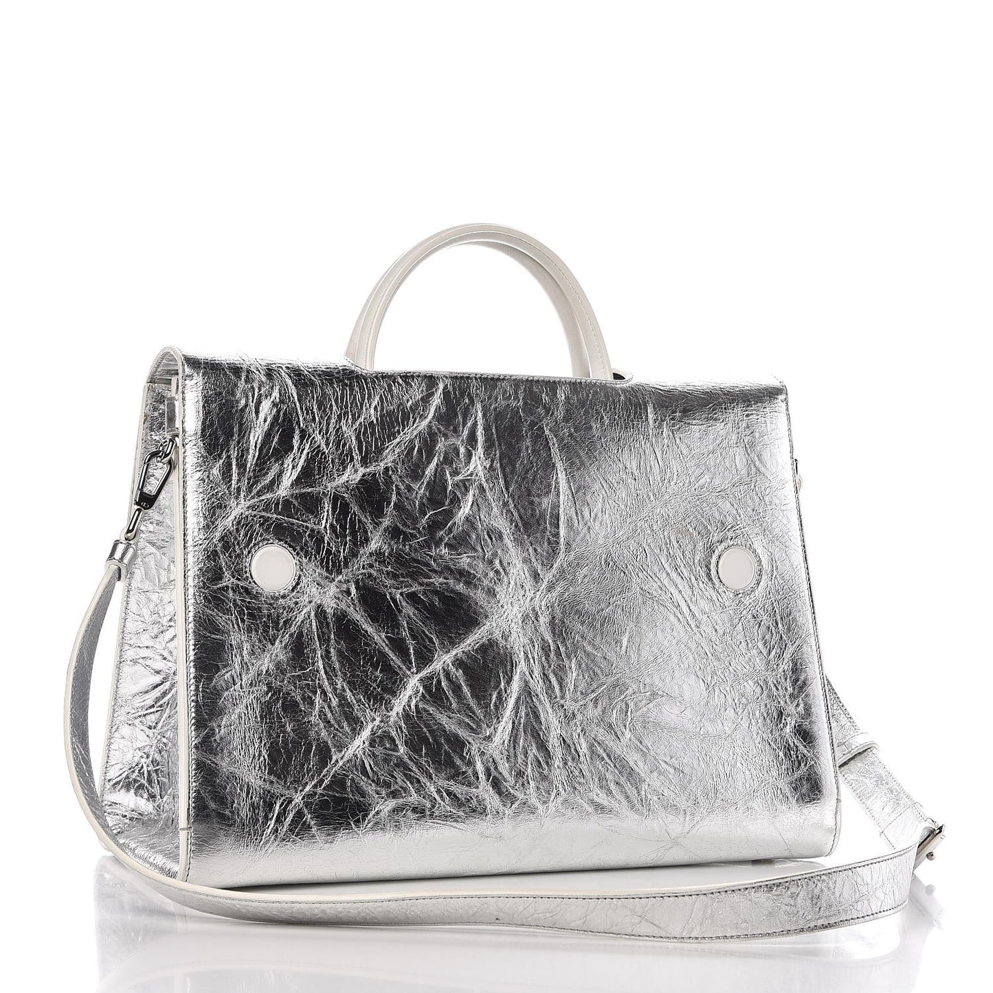 Metallic Calfskin Large Diorever Flap Silver