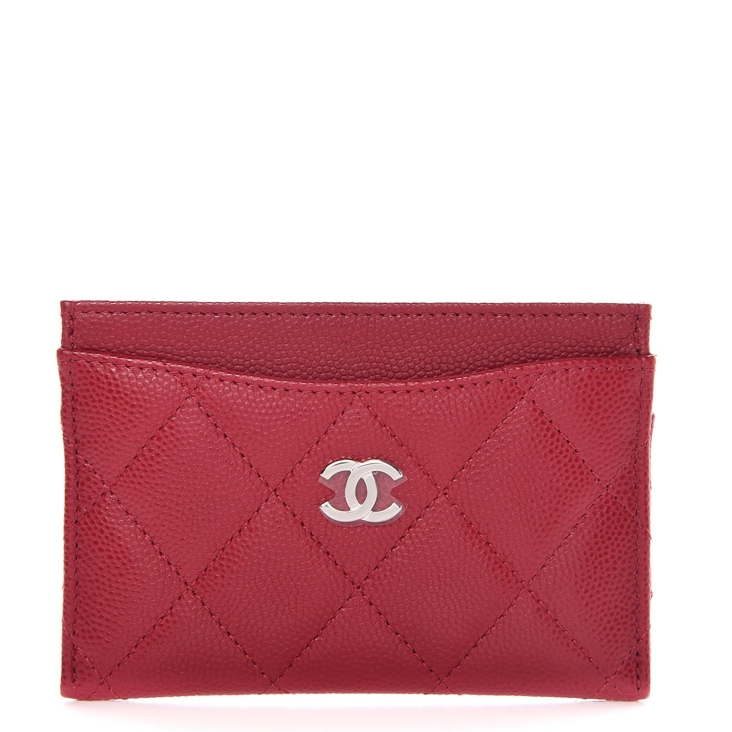 Caviar Quilted Card Holder Dark Pink
