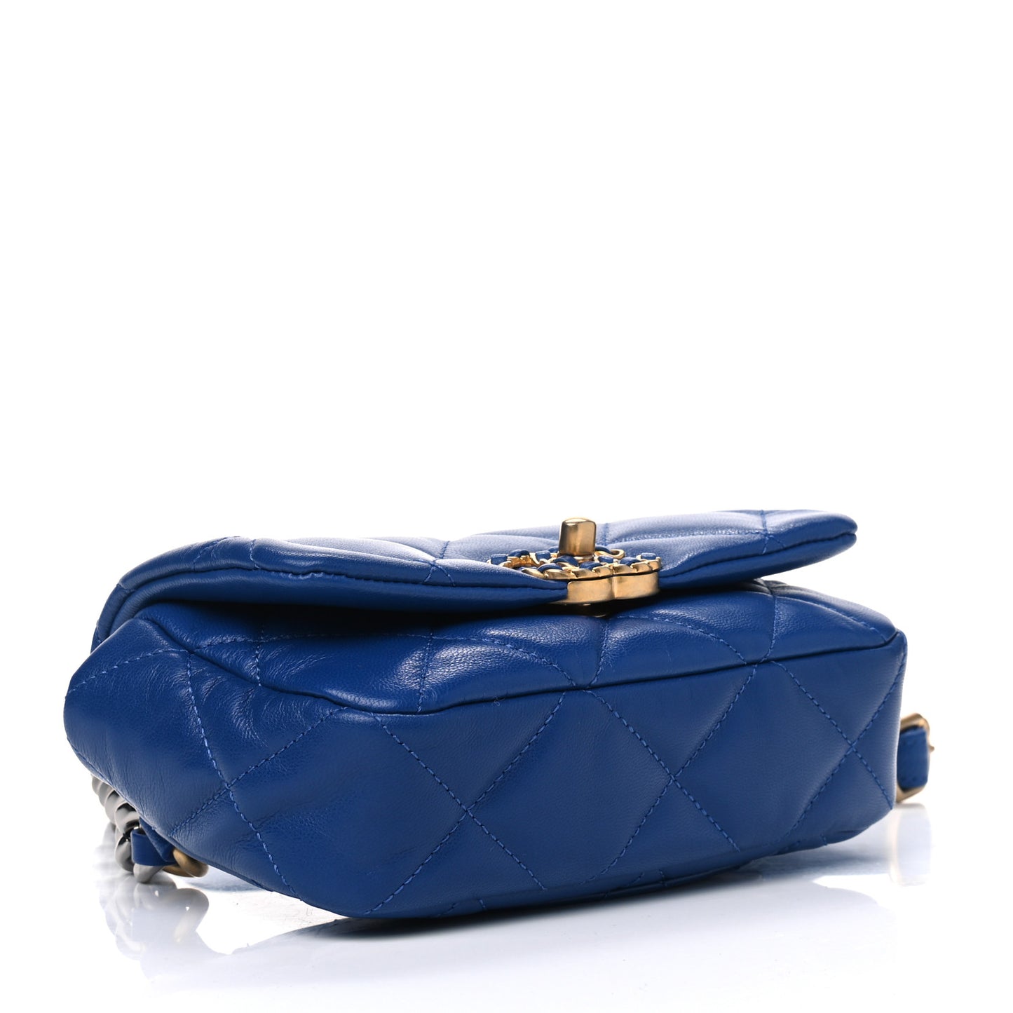 Goatskin Quilted Chanel 19 Waist Bag Dark Blue