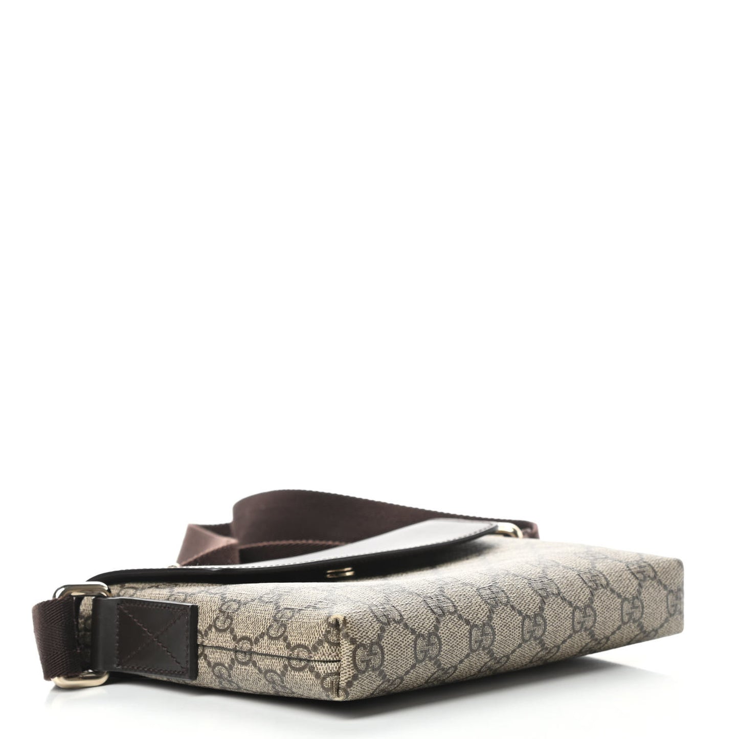 GG Supreme Monogram Selleria Calfskin Small Satchel Messenger Bag Beige Ebony Cocoa Dark Chocolate