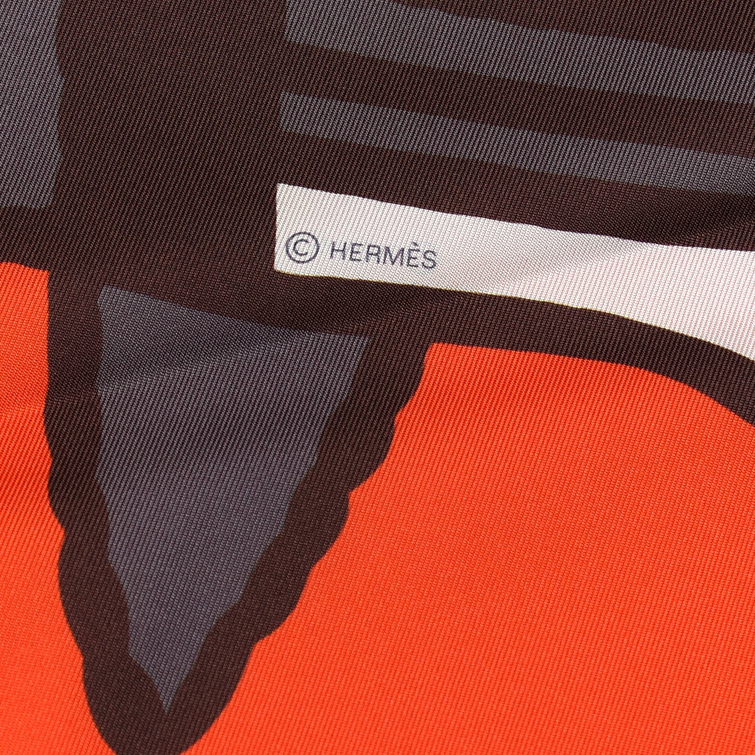 Hermes Silk Robe Du Soir Scarf 90 Orange Soleil Taupe 4 of 4