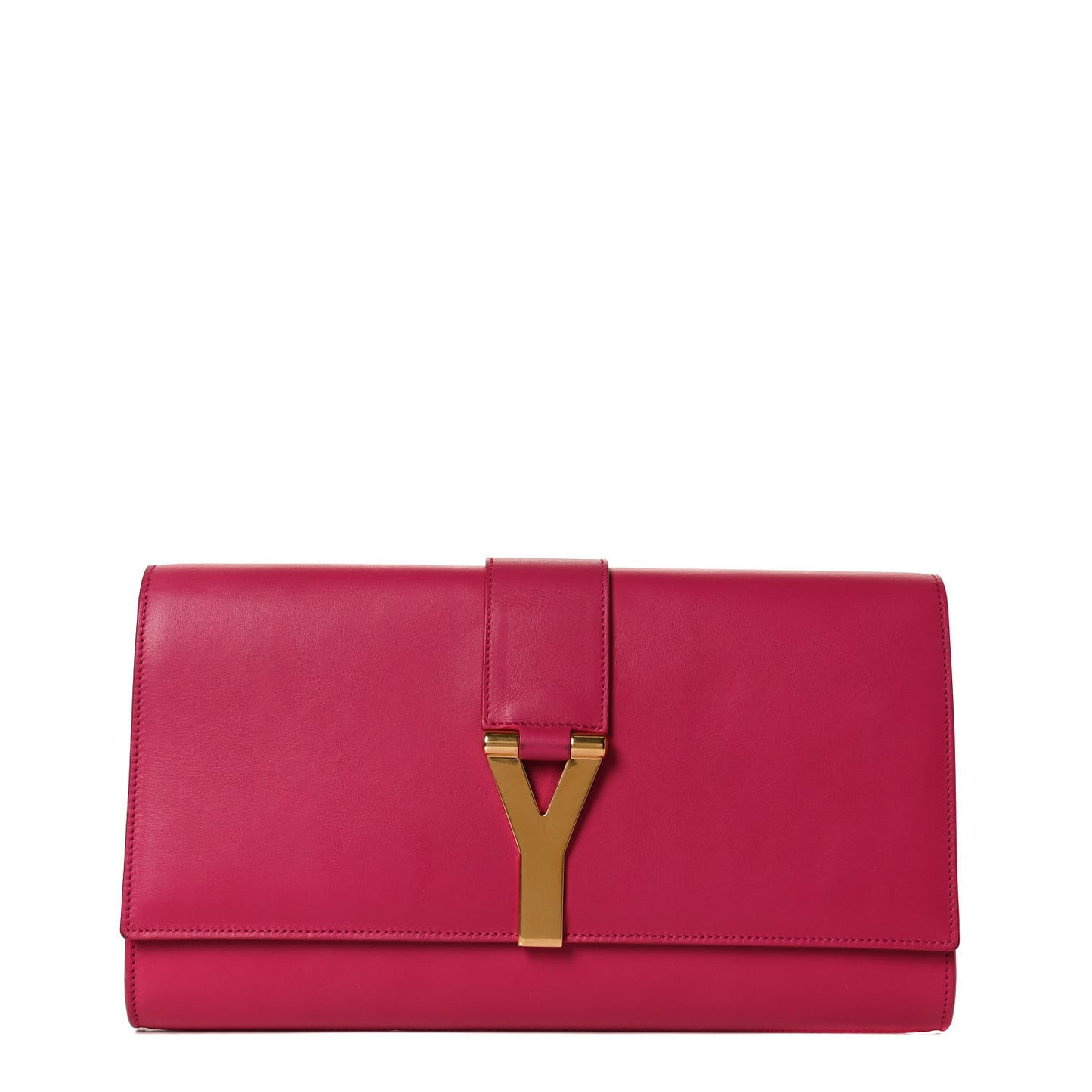 Calfskin Classic Y Ligne Clutch Fuchsia