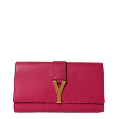 Saint Laurent Calfskin Classic Y Ligne Clutch Fuchsia 1 of 12