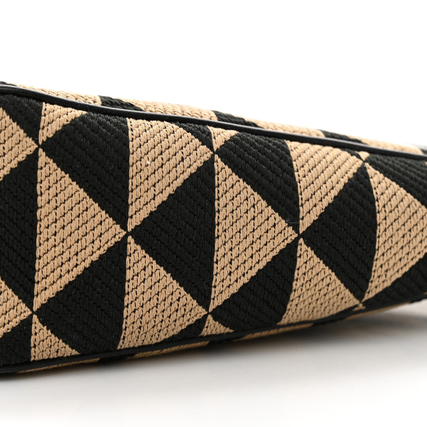 Jacquard Calfskin Triangolo Symbole Embroidered Mini Triangle Double Bag Black Corda