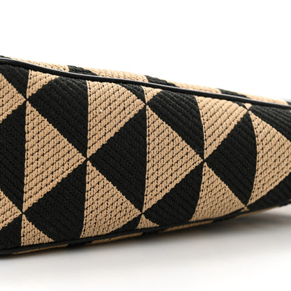 Prada Jacquard Calfskin Triangolo Symbole Embroidered Mini Triangle Double Bag Black Corda 10 of 10