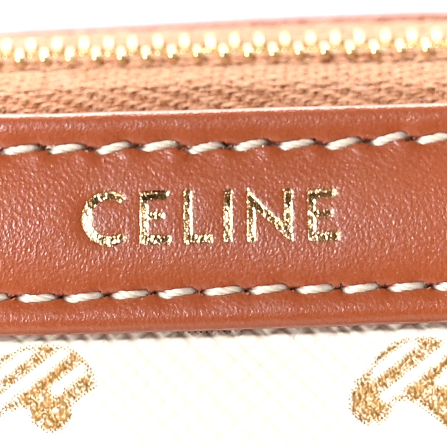 Celine Triomphe Canvas Calfskin Small Cosmetic Pouch White 8 of 9