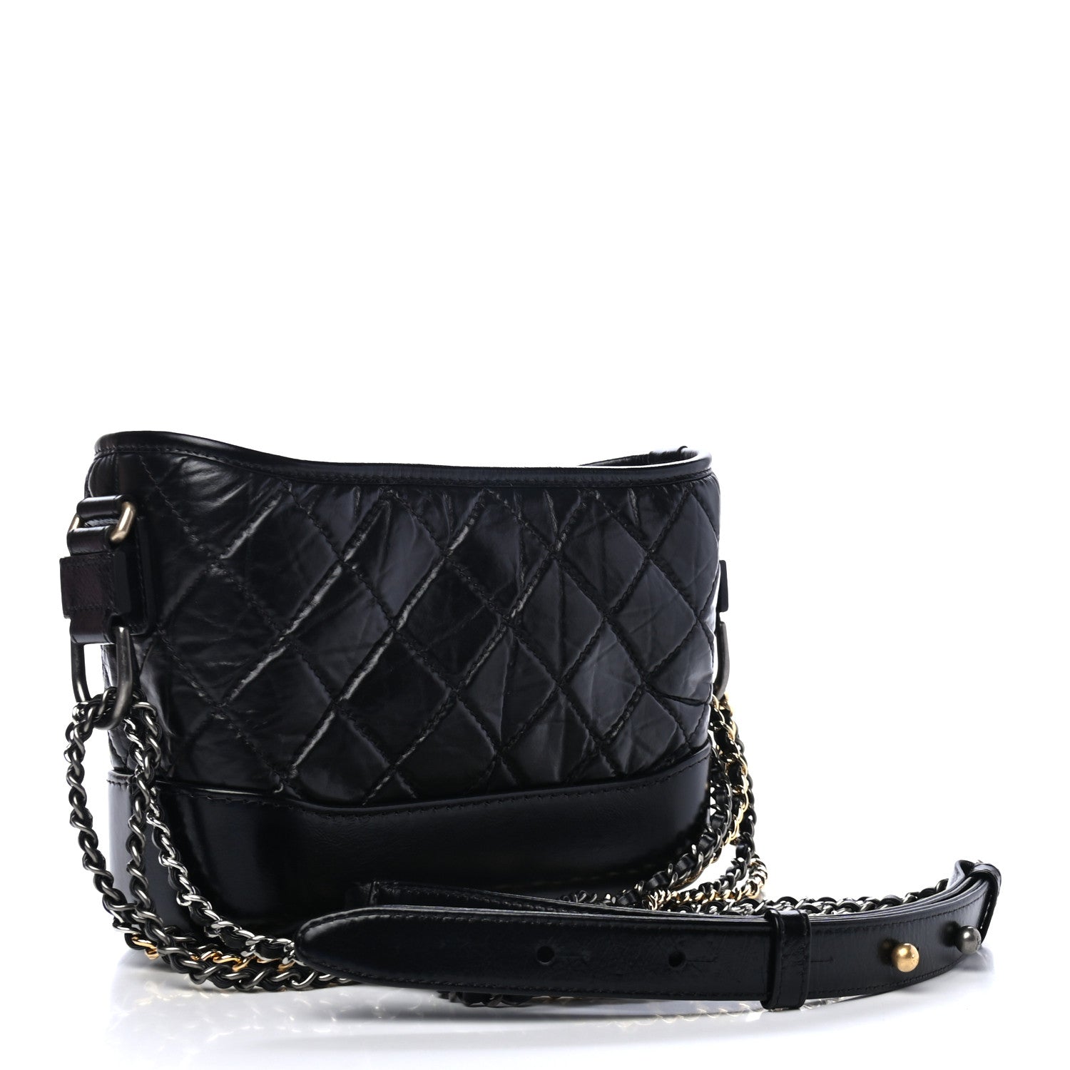Chanel Aged Calfskin Quilted Small Gabrielle Hobo Black 2 of 4