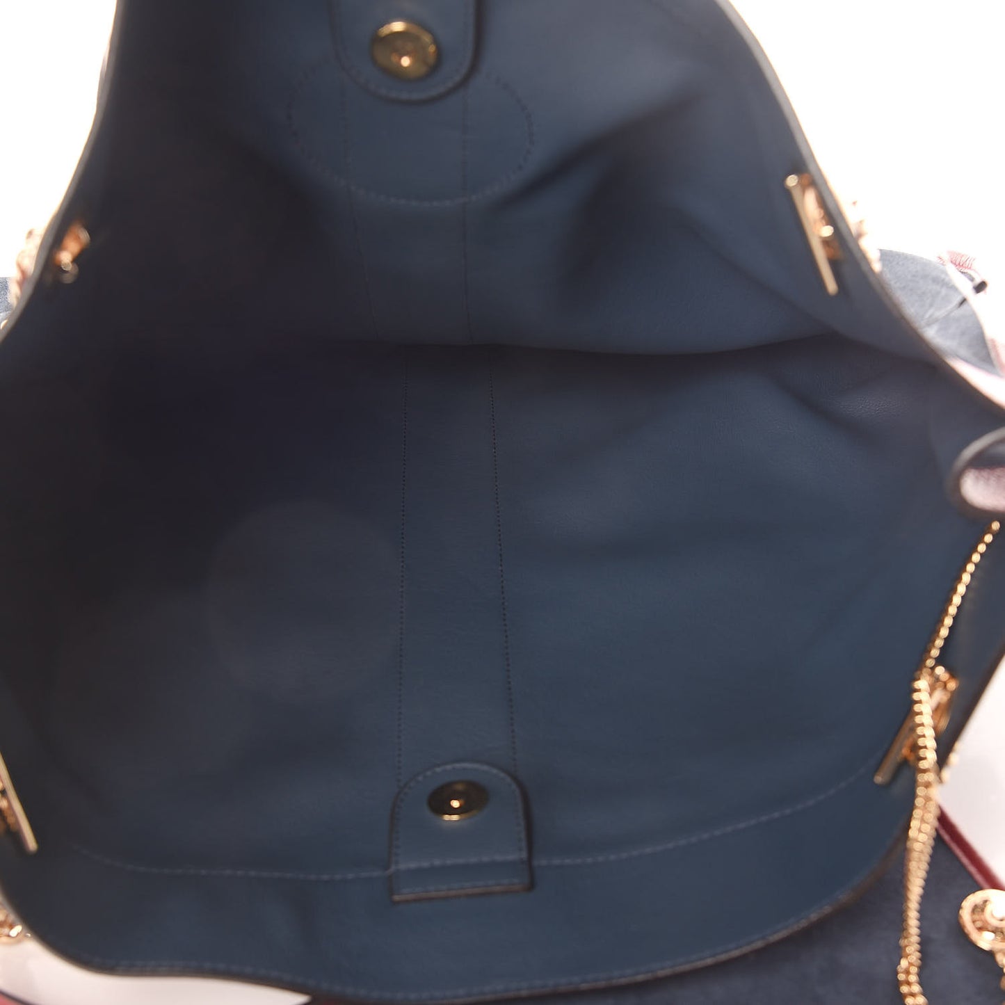Suede Calfskin Large Rajah Chain Tote New Blue Romantic Cherry