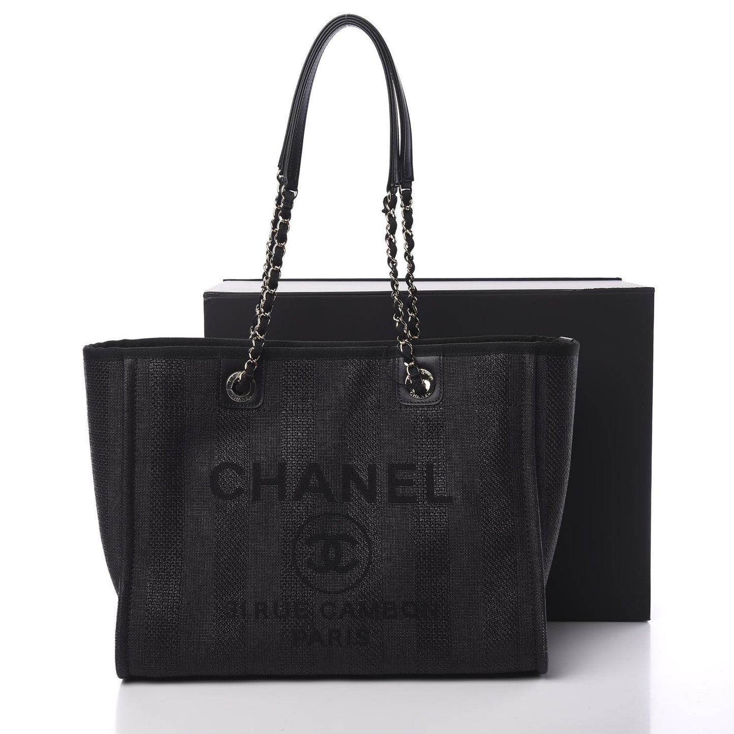 Mixed Fibers Striped Small Deauville Tote Black